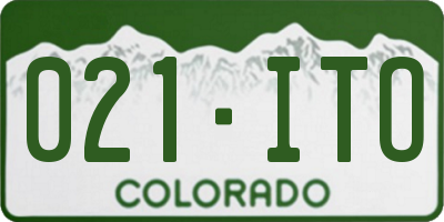 CO license plate 021ITO