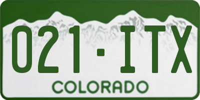 CO license plate 021ITX