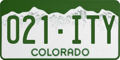 CO license plate 021ITY