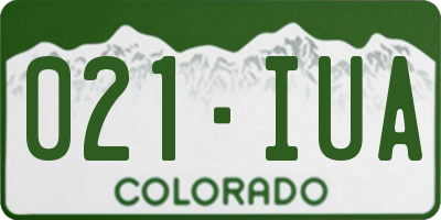 CO license plate 021IUA
