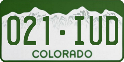 CO license plate 021IUD