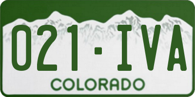 CO license plate 021IVA