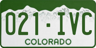 CO license plate 021IVC