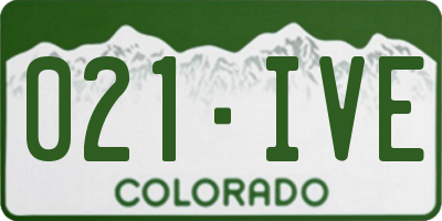 CO license plate 021IVE