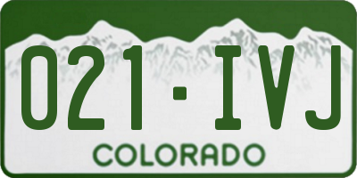 CO license plate 021IVJ