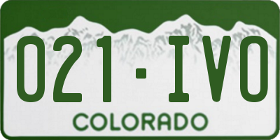 CO license plate 021IVO