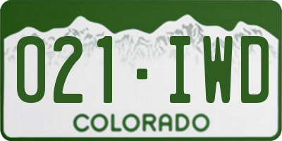 CO license plate 021IWD