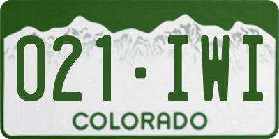 CO license plate 021IWI