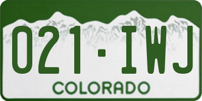 CO license plate 021IWJ