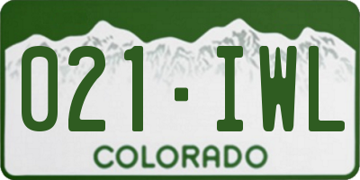 CO license plate 021IWL