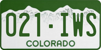 CO license plate 021IWS