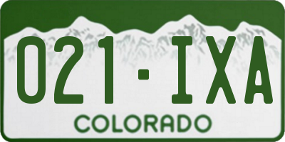 CO license plate 021IXA