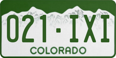 CO license plate 021IXI