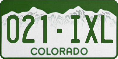 CO license plate 021IXL