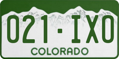 CO license plate 021IXO
