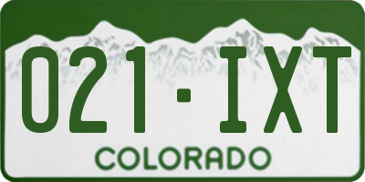 CO license plate 021IXT