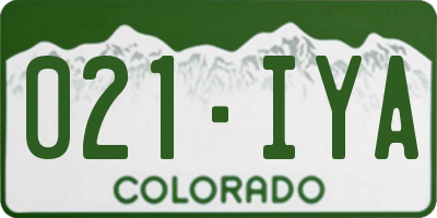 CO license plate 021IYA