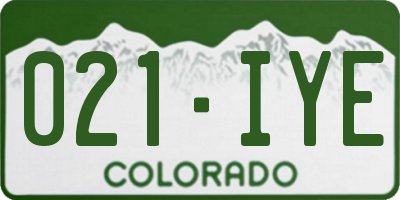 CO license plate 021IYE