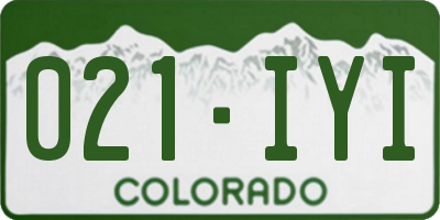 CO license plate 021IYI