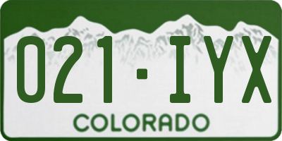 CO license plate 021IYX