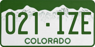 CO license plate 021IZE