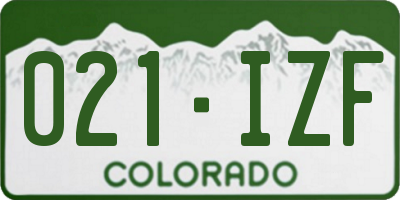 CO license plate 021IZF