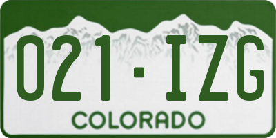 CO license plate 021IZG