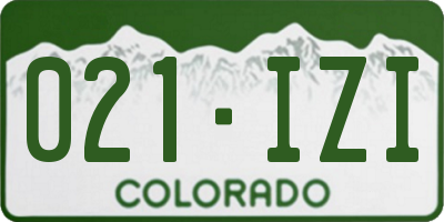 CO license plate 021IZI