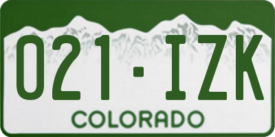 CO license plate 021IZK