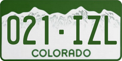 CO license plate 021IZL