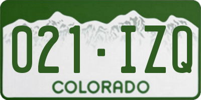 CO license plate 021IZQ