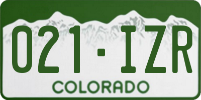 CO license plate 021IZR