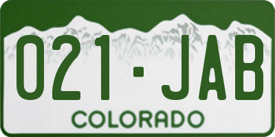 CO license plate 021JAB