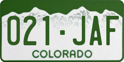 CO license plate 021JAF