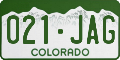 CO license plate 021JAG