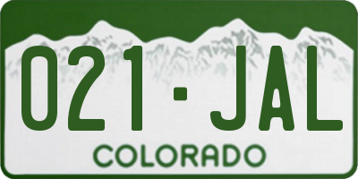CO license plate 021JAL