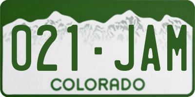 CO license plate 021JAM