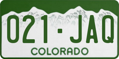 CO license plate 021JAQ