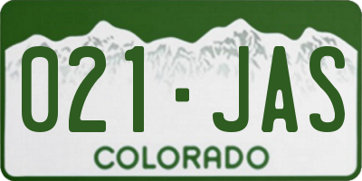 CO license plate 021JAS