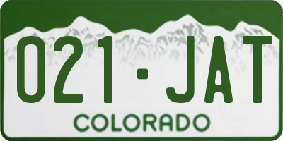 CO license plate 021JAT