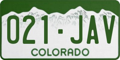 CO license plate 021JAV