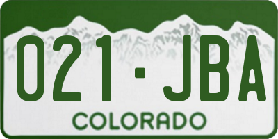 CO license plate 021JBA