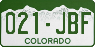 CO license plate 021JBF