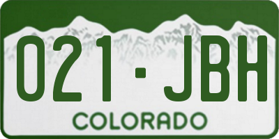 CO license plate 021JBH