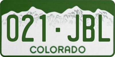 CO license plate 021JBL