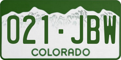 CO license plate 021JBW