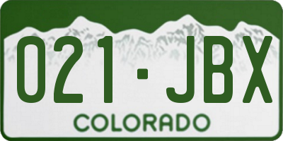 CO license plate 021JBX