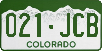 CO license plate 021JCB