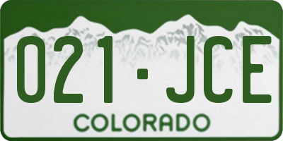 CO license plate 021JCE