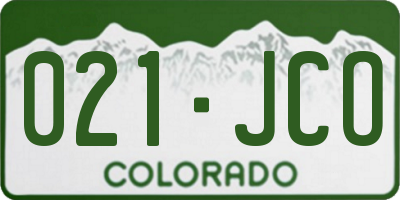CO license plate 021JCO